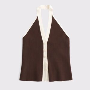 Abercrombie & Fitch Brown and Cream Halter Top